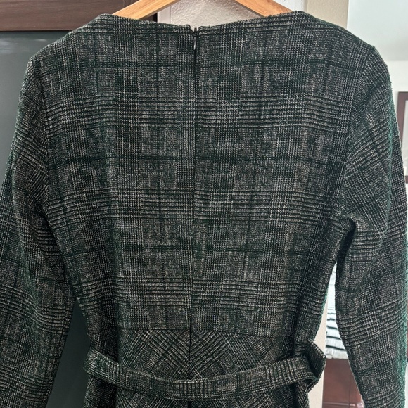 Zara Retro Vibes Tweed Belted Mini Dress - Green/Black Size M - Picture 5 of 9